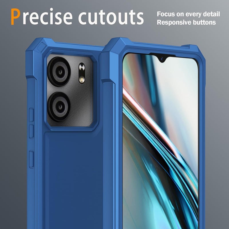 Mocotto for BLU View 5 Phone Case with Tempered Glass Screen Protector,Slim Soft Silicone Full-Body Protective Case for BLU View 5 (Blue) - Image 5